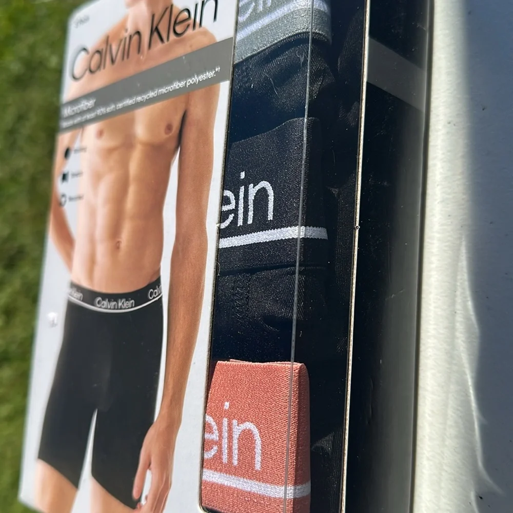 Calvin Klein 3-Pk Microfiber Black Boxer Briefs LG NWT